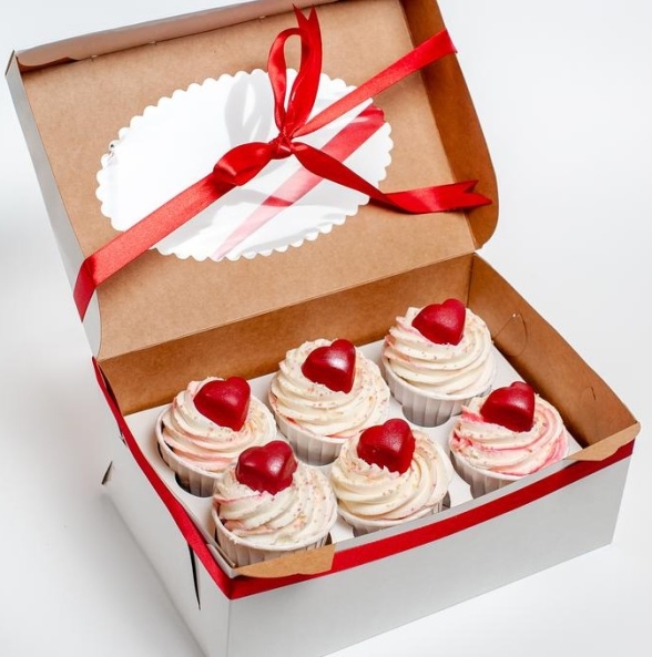 ❤🧁Капкейки с сердечками 6шт ❤