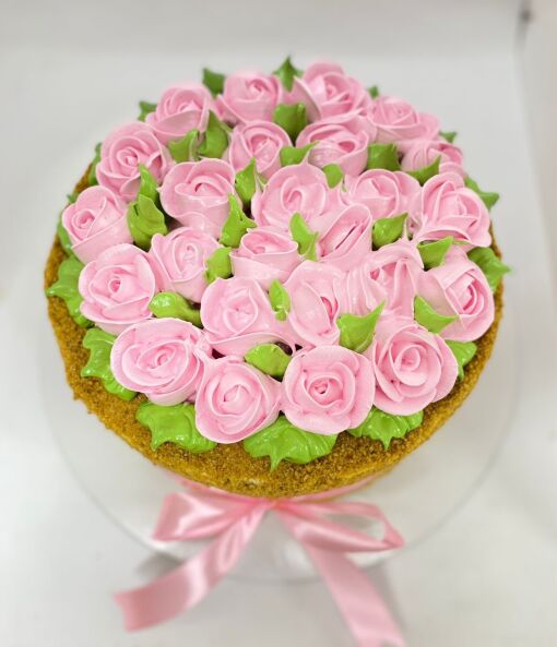 Торт медовик с зефирными цветами 2кг
